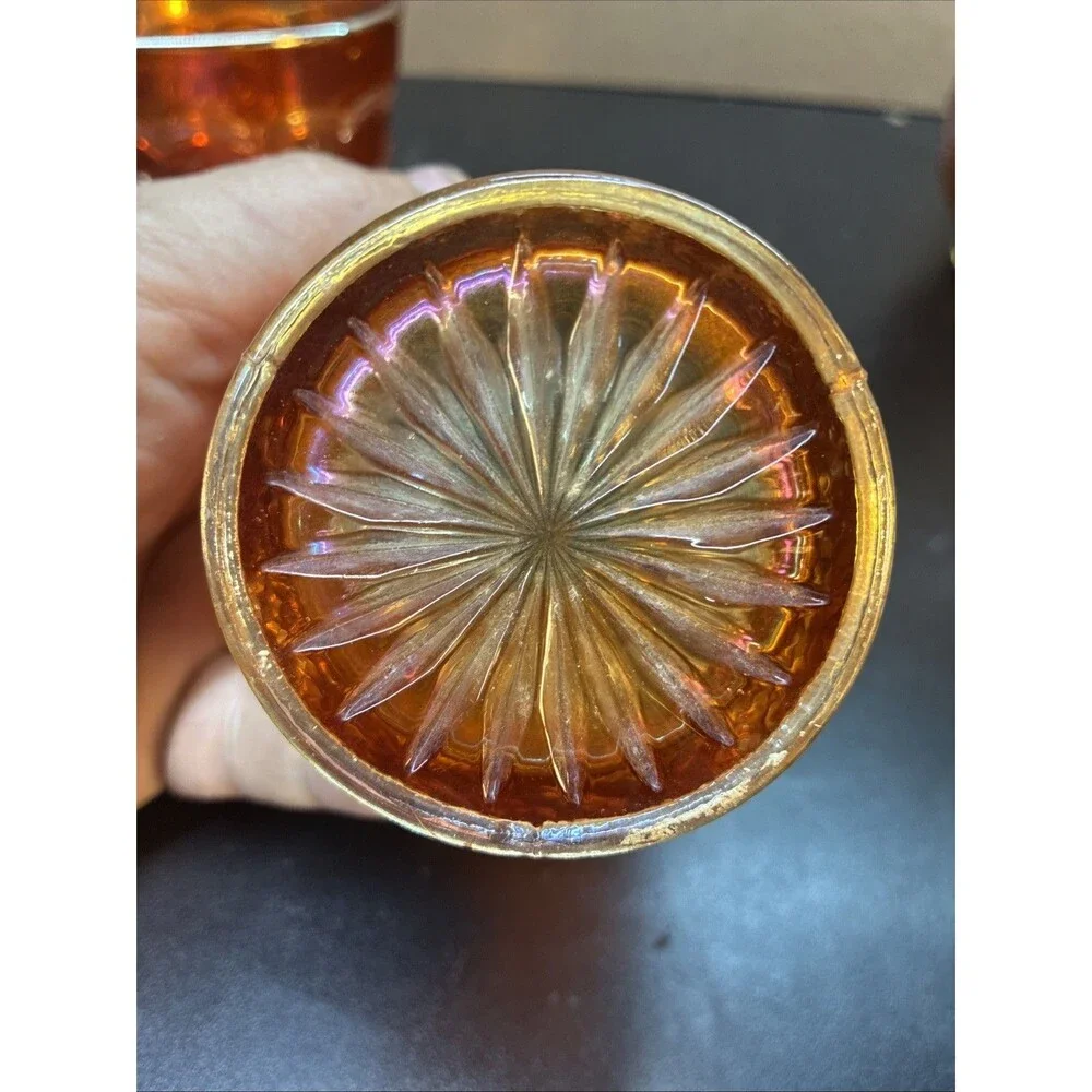 Vintage Imperial Carnival Glass Marigold Grape Pattern Tumbler Cup 4 